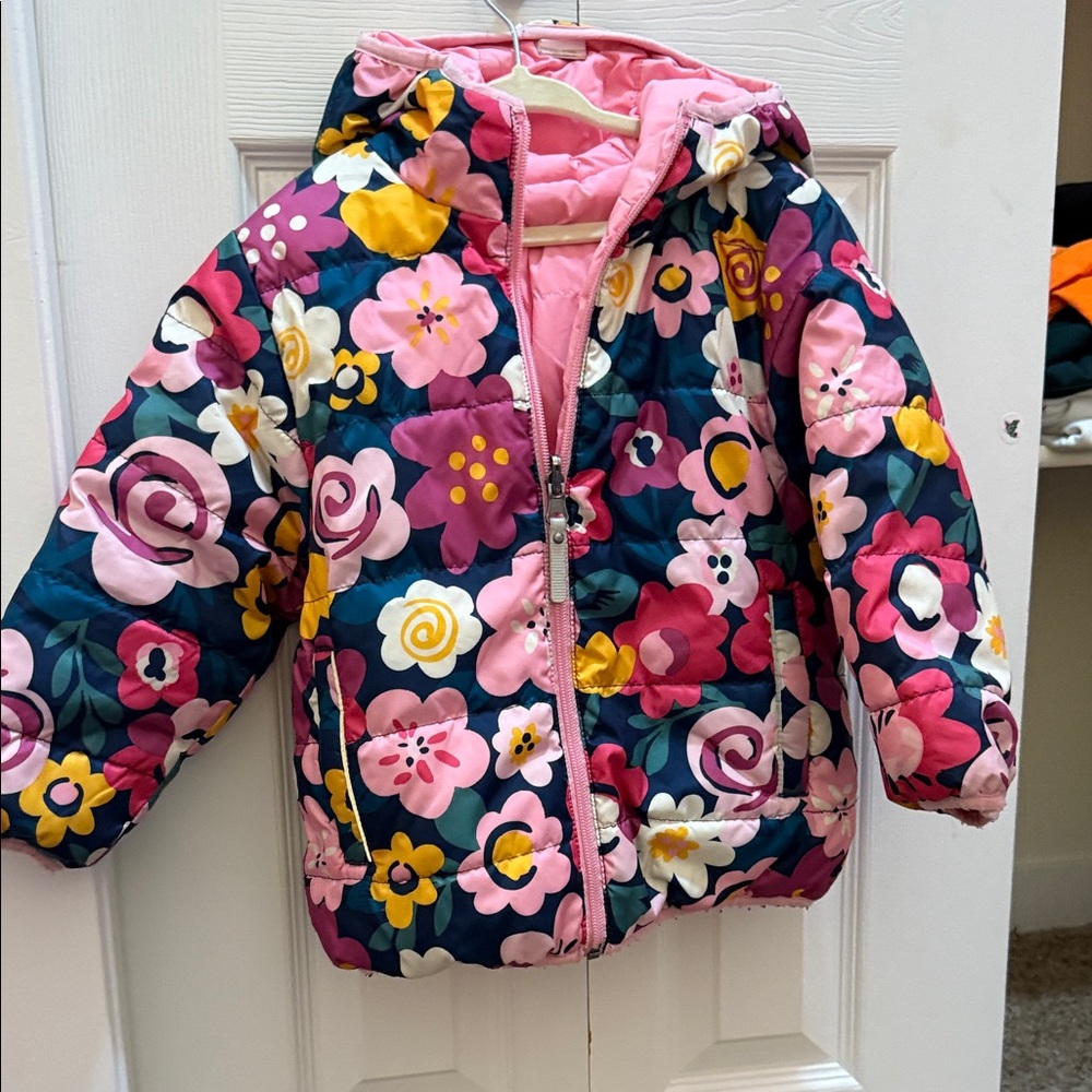 Floral Puffer Jacket with Hood